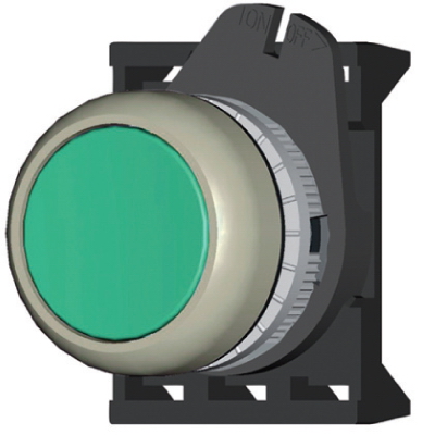 Кнопка плоская с фиксацией, зеленая прозрачная 