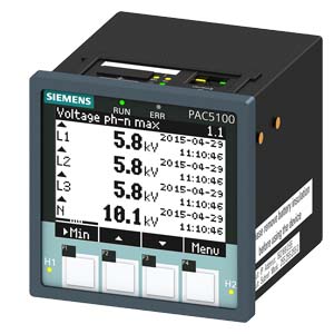 SENTRON, measuring Instrument, 7KM PAC5100, LCD, l-l: 690 V, l-n: 400 V, MODBUS TCP, apparent / ACtive / reactive energy / cos phi, harmonics: 2nd - 4