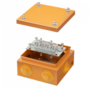 Коробка стальная FS с кабельными вводами и клеммниками,IP55,150х150х80мм,4р, 450V,32A,10мм.кв, нерж.контакт