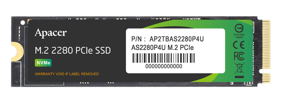 Твердотельный накопитель Apacer SSD AS2280P4U 256Gb M.2 2280 PCIe Gen3x4, R3500/W1200 Mb/s, 3D NAND,