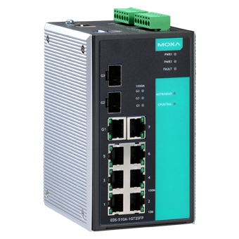 Промышленный 10-портовый управляемый коммутатор: 7 портов 10/100 BaseT Ethernet, 1 х 10/100/1000 Bas