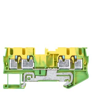 THROUGH-TYPE TERMINALS TERMINAL SIZE 2,5 MM2 WIDTH 5,2 MM COLOUR YELLOWGREEN CLAMPING POINTS 4