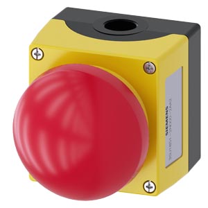 Enclosure for command devices 22 mm, round, Enclosure material metal, Enclosure top part yellow, 1 control point metal, Control point in center, A=EME