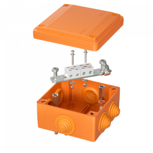 Коробка пластиковая FS с кабельными вводами и клеммниками, IP55,100х100х50мм, 4р, 450V,6A, 4мм.кв