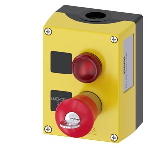Enclosure for command devices 22 mm, round, Enclosure material plastic, Enclosure top part yellow, 2 control points plastic, B = Indicator light, red,