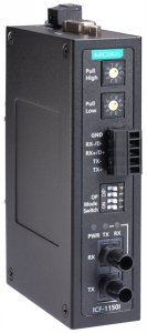 Преобразователь serial в оптику ICF-1150-S-ST Industrial RS-232/422/485 to Fiber Optic Converter, ST