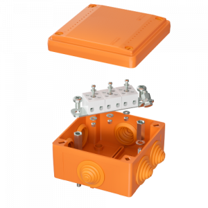 Коробка пластиковая FS с кабельными вводами и клеммниками, IP55,100х100х50мм, 5р, 450V,10A, 6мм.кв.