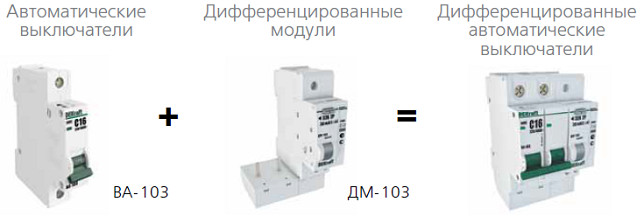 Диф. мод. для ВА-103 1Р+N 32А 30мА тип AC 6кА ДМ-103 DEKraf