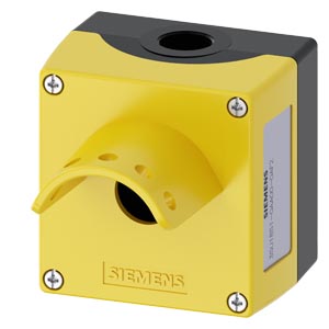 Enclosure for command devices, 22 mm, round, enclosure material metal, enclosure top part yellow, with protective collar for 5 padlocks, emergency sto