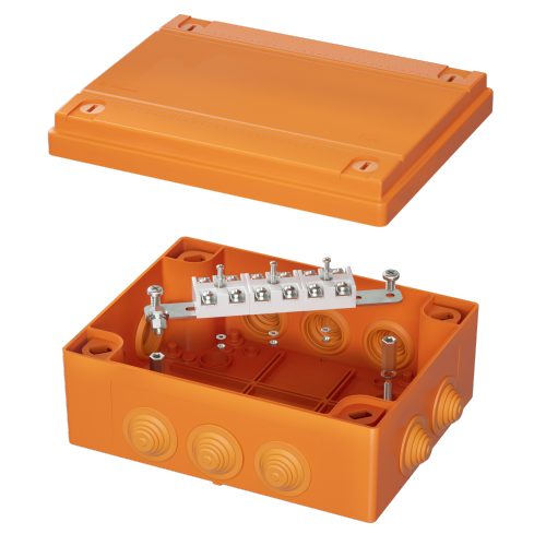 Коробка пластиковая FS с кабельными вводами и клеммникамиIP55,240x190x90мм,6р, 450V,32A,10мм.кв, нерж.контакт